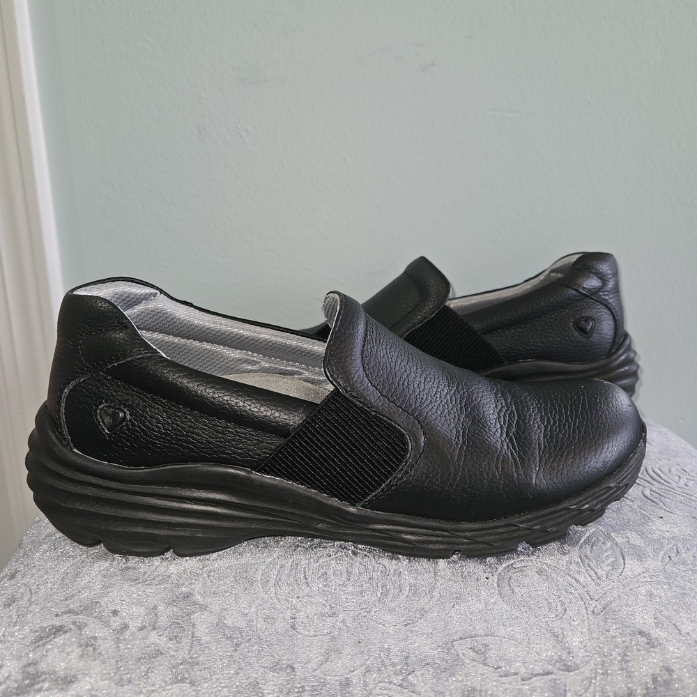 Nurse Mates Black Slip-On Leather Comfort Loafer